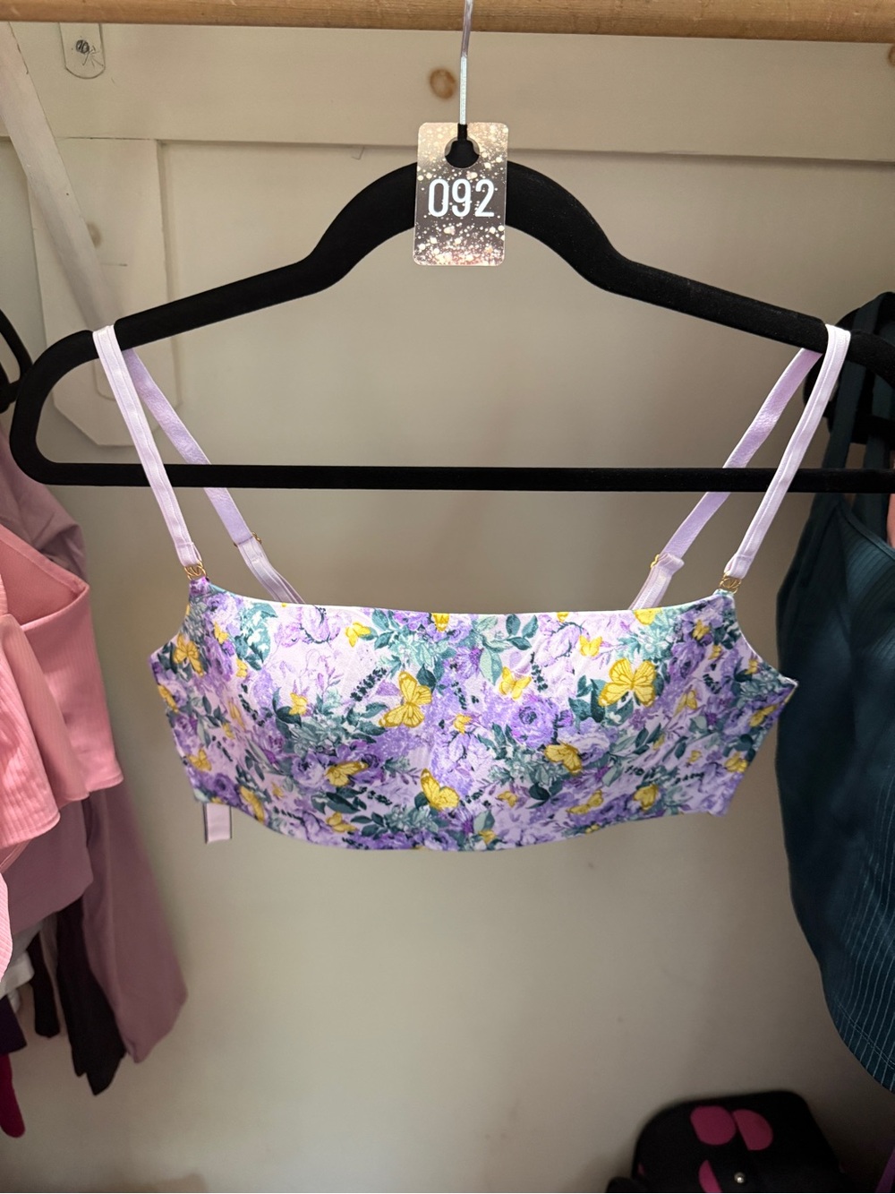 092 Victoria's Secret Lavender Floral Lace-Trim Cami